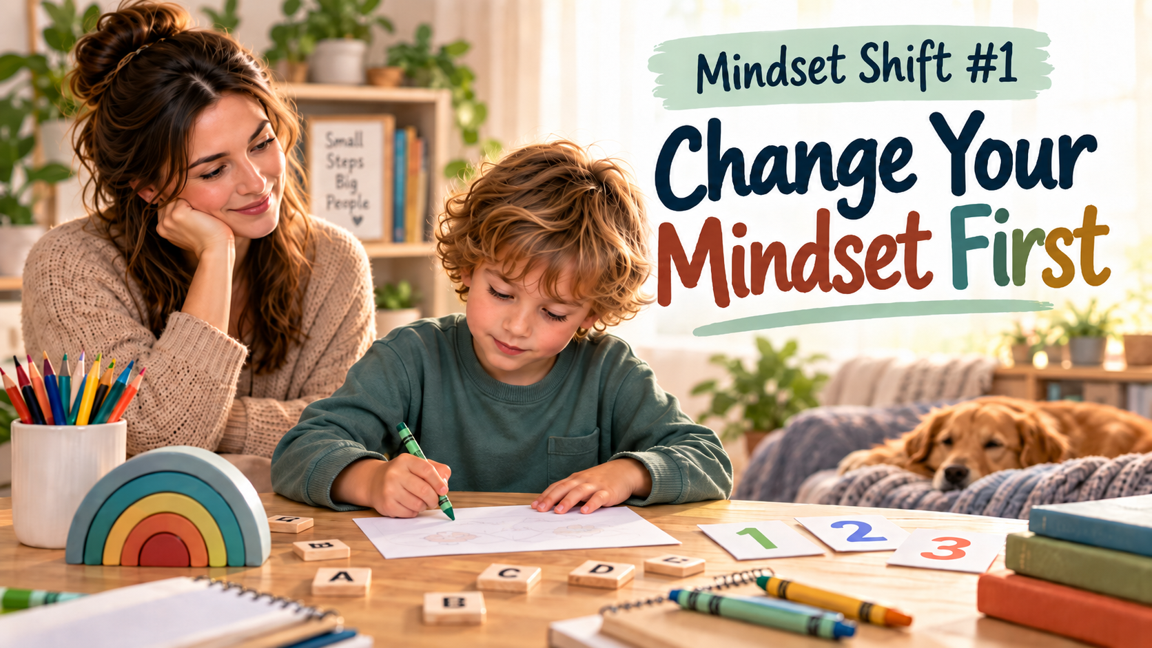 Mother observing her son during homeschool learning, representing a mindset shift toward understanding how a neurodivergent child learns.