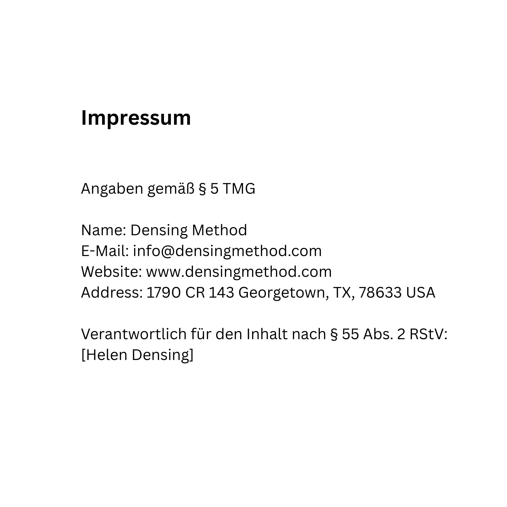 Impressum | Densing Method — DENSING METHOD™