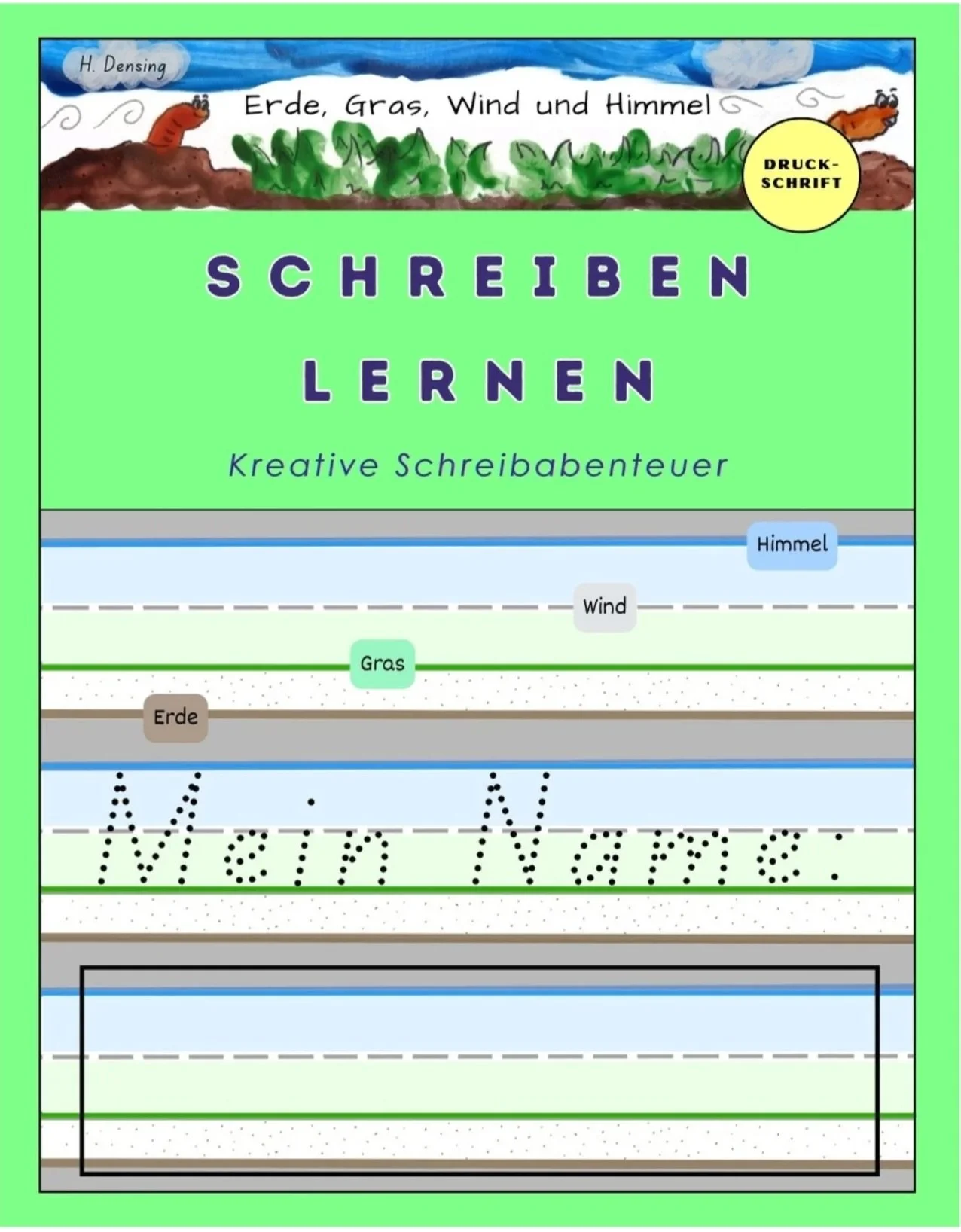 Arbeitsbuch für Kinder mit Erde Gras Wind und Himmel Linien zur Verbesserung der Handschrift und Orientierung beim Schreiben