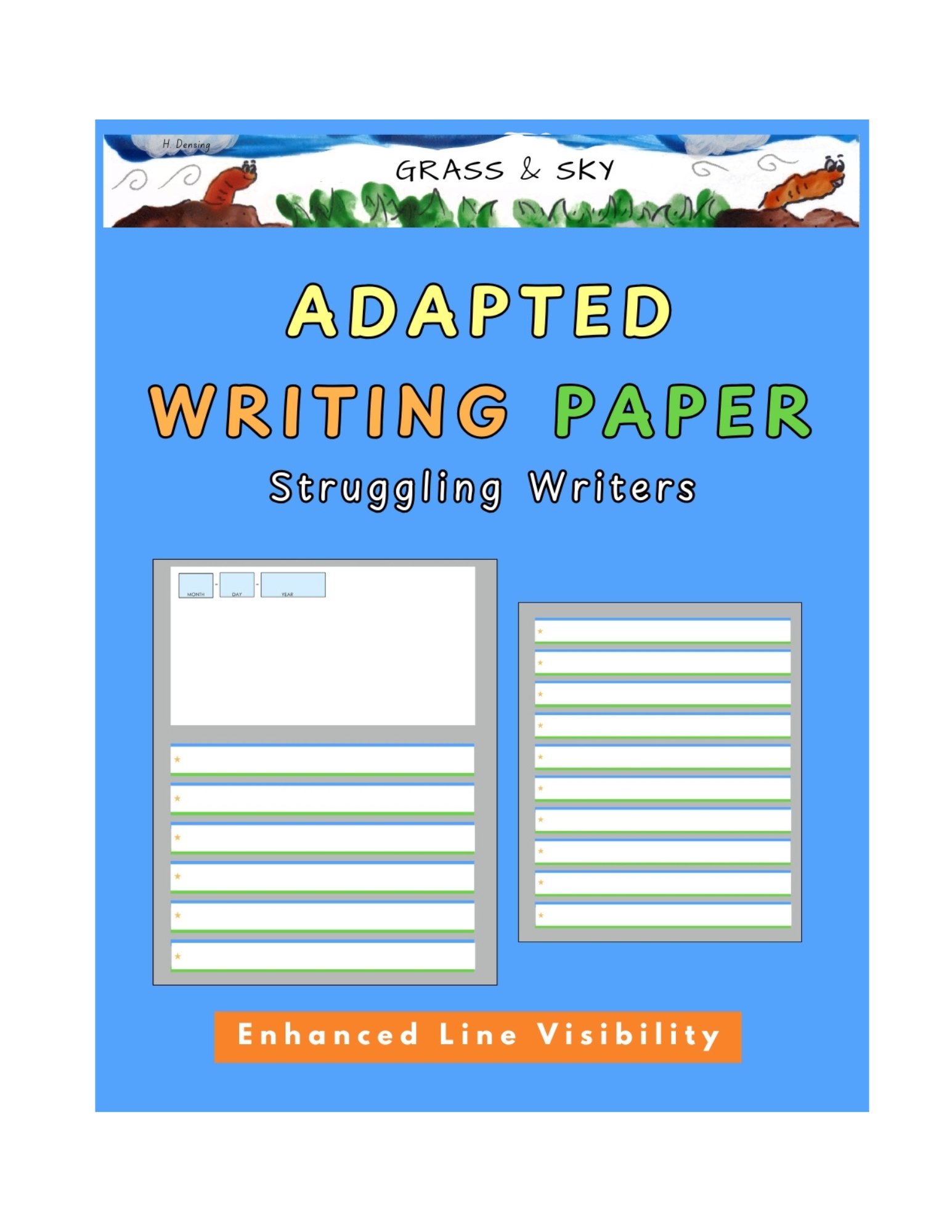 Handwriting workbook for children with dysgraphia and learning differences using visual line guides