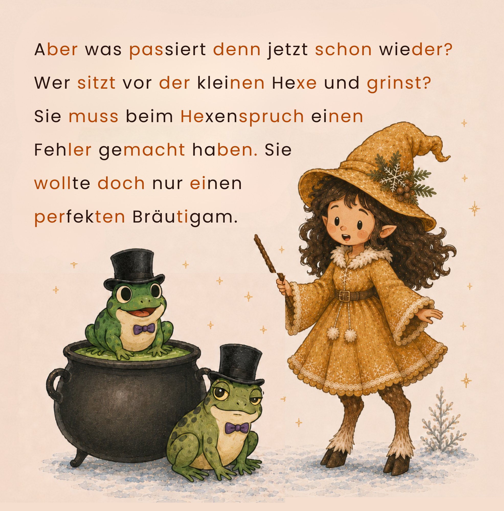 Kleine Hexe entdeckt zwei Frösche, nachdem ihr Zauberspruch für den perfekten Bräutigam schiefgeht