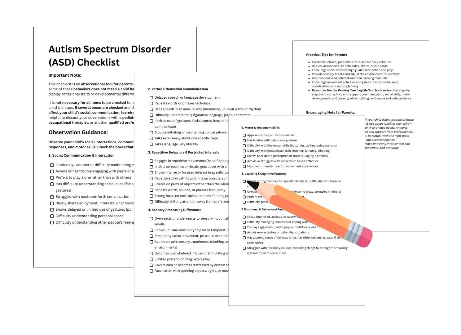 Autism checklist preview for children highlighting common signs and behaviors to observe