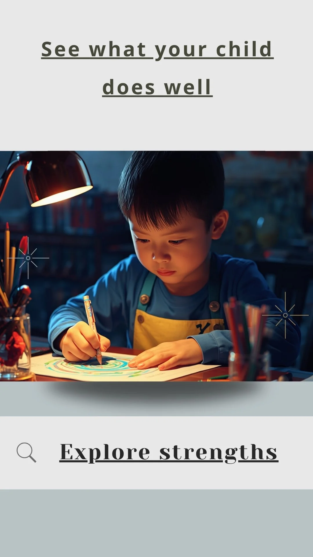 child showing strengths and abilities during focused hands-on learning activity