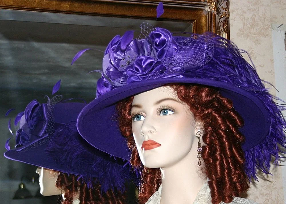 Regal Purple Edwardian Hat Church Fashion Tea Hat La Rienne