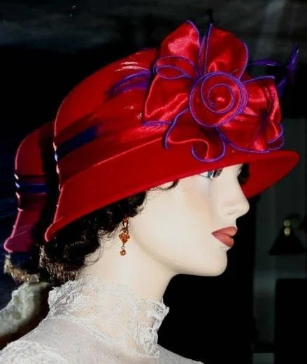 Custom red wool cloche Red Felt Cloche Hat: Handmade Merino Wool 1920s Style - Etsy main image 4