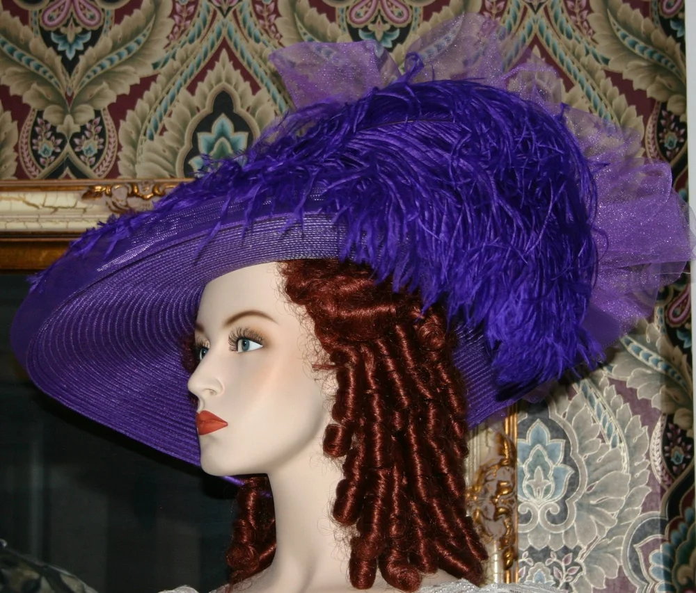 Purple Wide brim hat with crystal accent. ht277x245j-1a.jpg main image 2