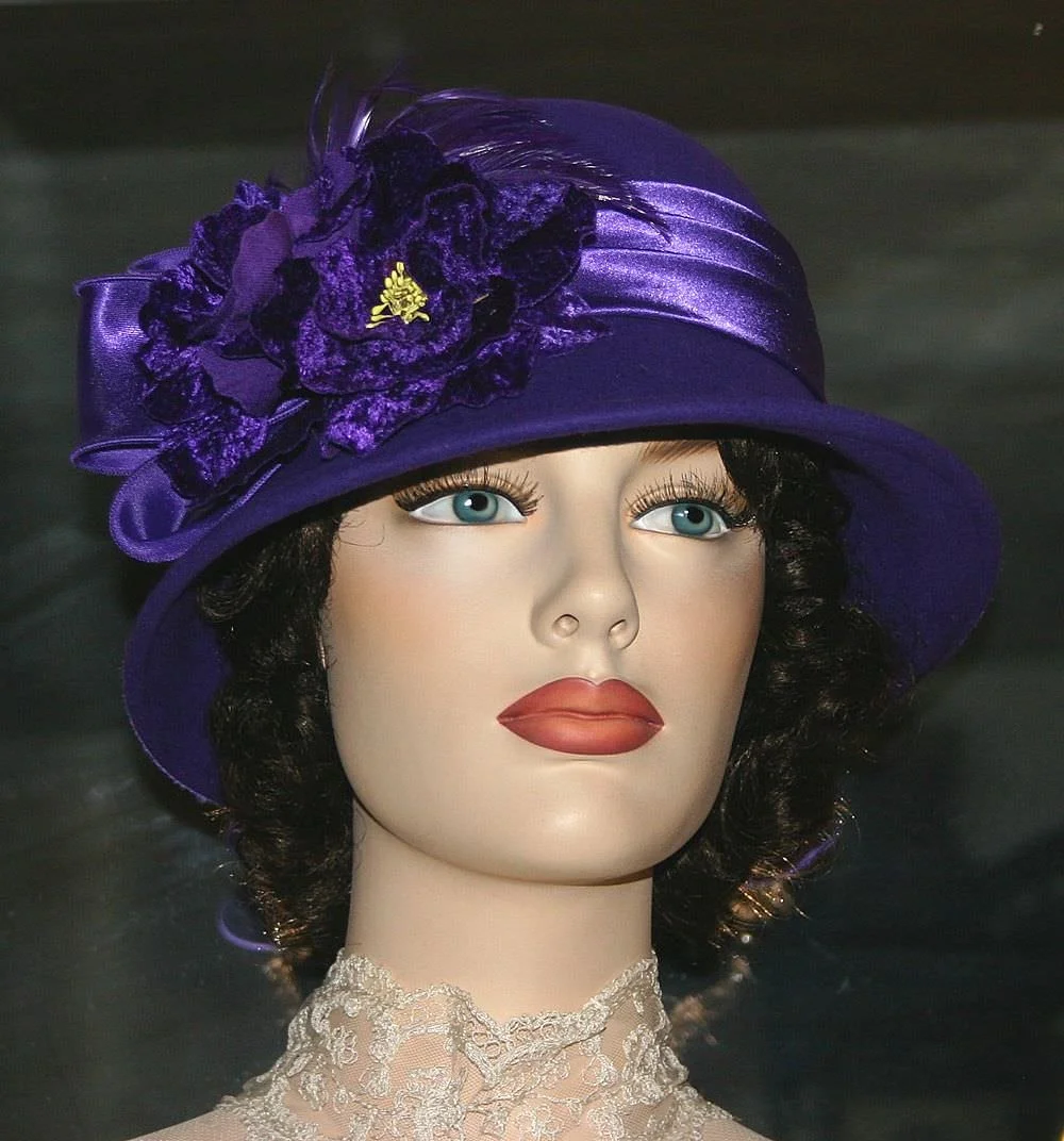 Madame Plum Purple Flapper Cloche Hat 1920’s Style Purple Cloche Hat in the 1920 main image 3