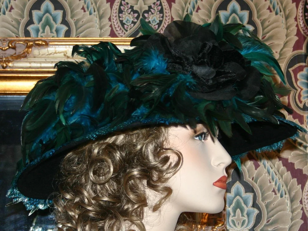 Elegant Edwardian Style Tea Party Hat adorned with loads of  display picture 1