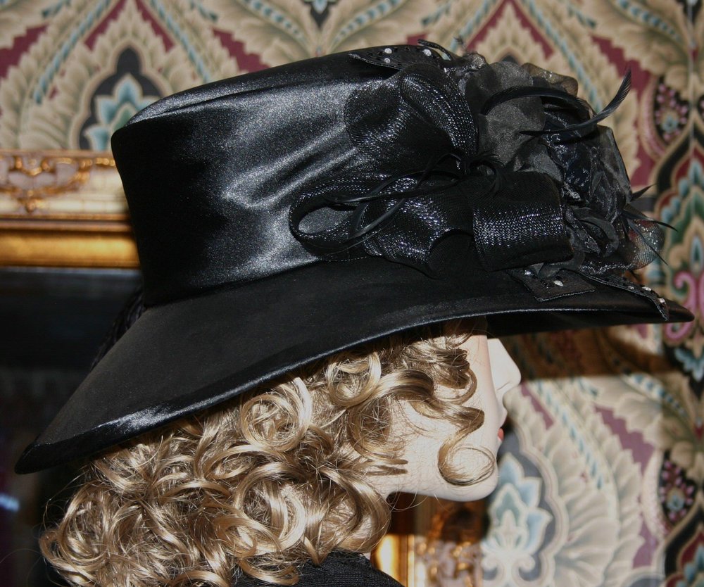 Black beauty wide brim hat Black Wool Fedora Hat, Wide Brim, Unisex - Etsy main image 4