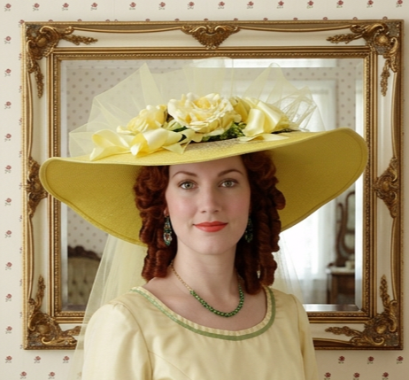 Sunshine Yellow Southern Belle Hat Victorian Tea Parties & Picnics - Sweetheart of Texas