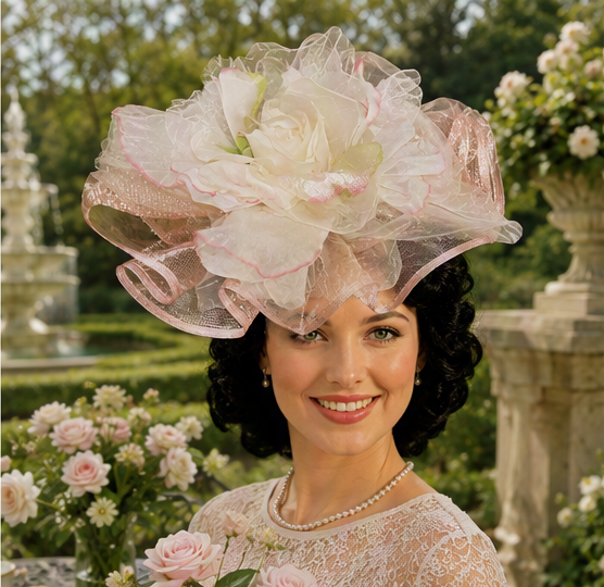 Madame Rosalie – Blush Pink - One-of-a-Kind Couture Rose Fascinator Hat
