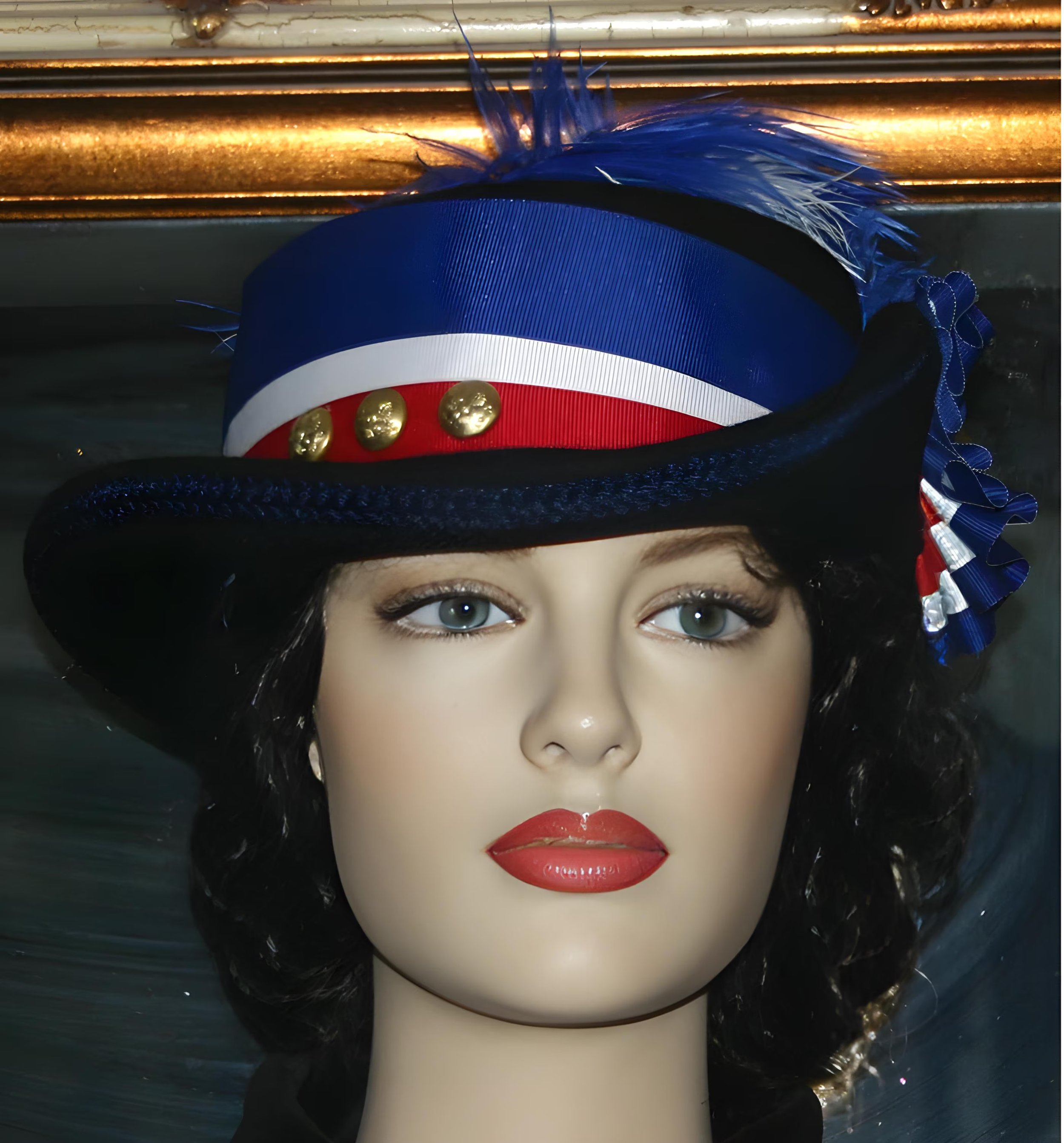 Victorian Women's Riding Hat Red White & Blue Patriotic Hat Civil War Hat Vivandierre ~ Handmade