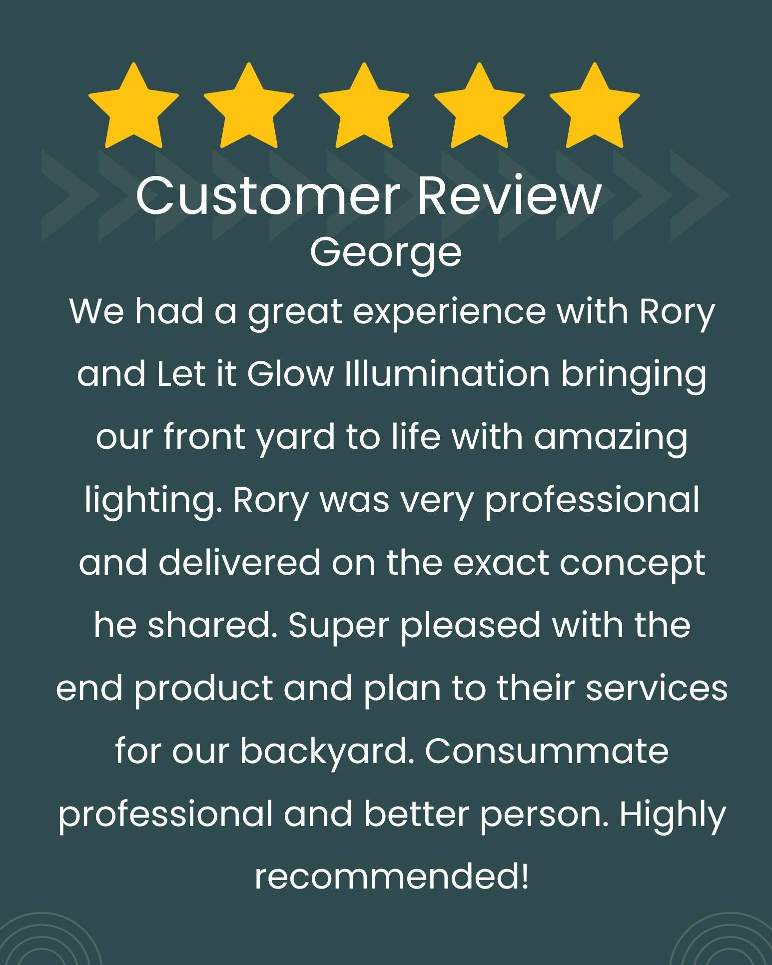 🥰 We love getting more 5 Star reviews from our amazing clients! Thank you George! 

🫵 Call Today if you are interested in a landscape lighting demonstration at your home. 📞

www.letitglowillumination.com