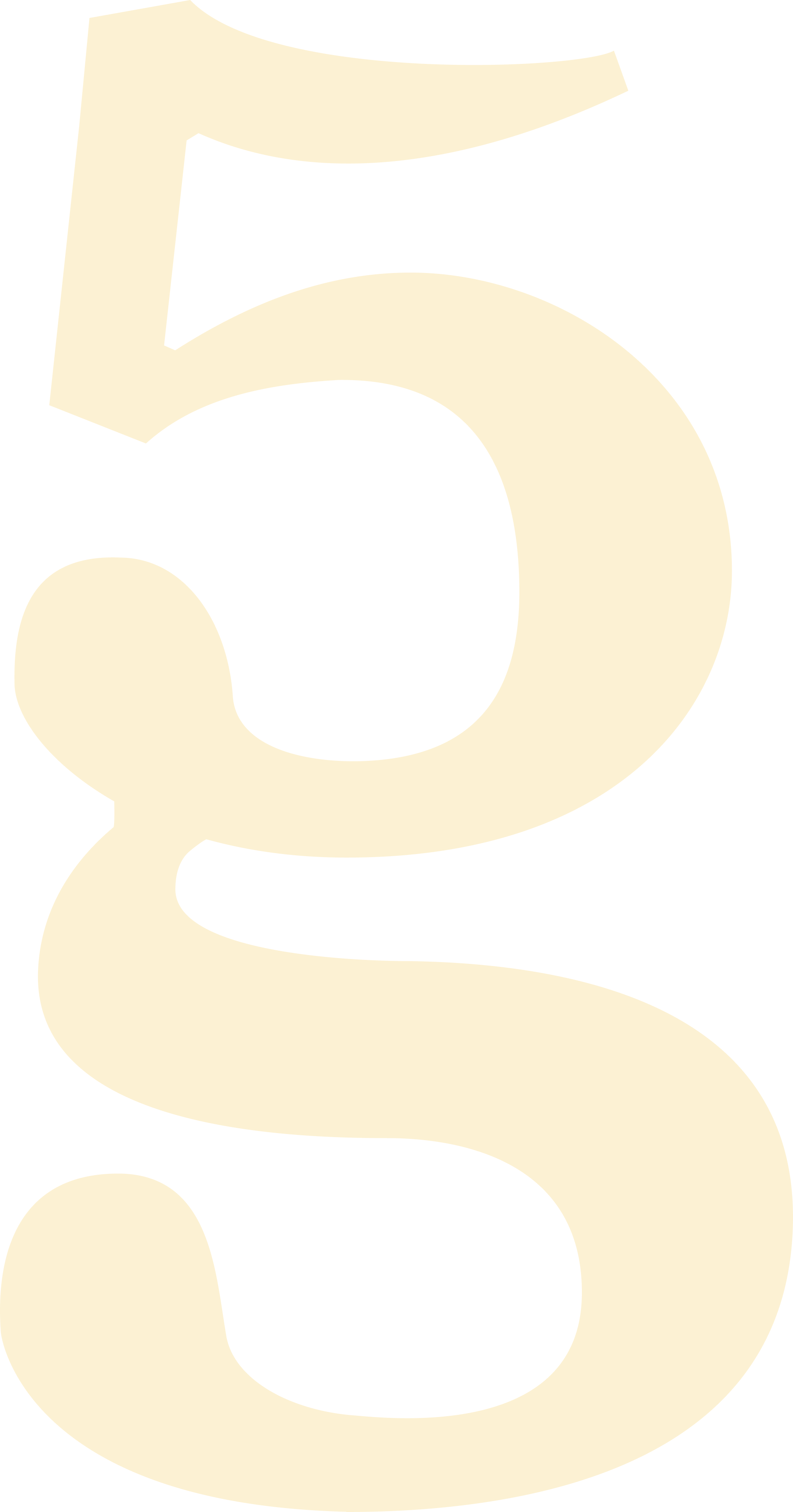 Large yellow number five on a black background.