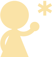 Stylized yellow figure of a person holding a star-shaped object