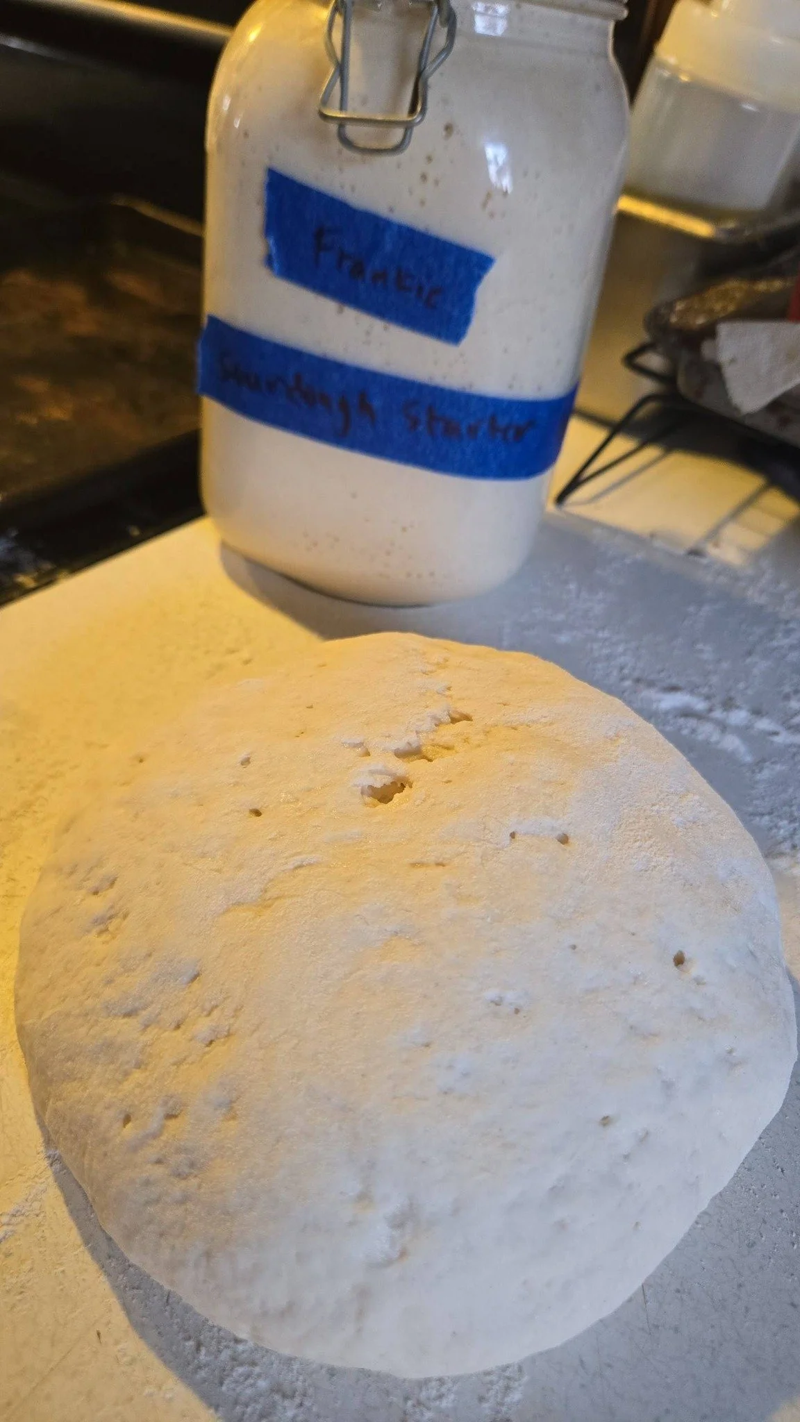 Ive had Frankie,  my starter,  for a couple months with no time to play.  So here is the first of many loaves and other sourdough creations to come!