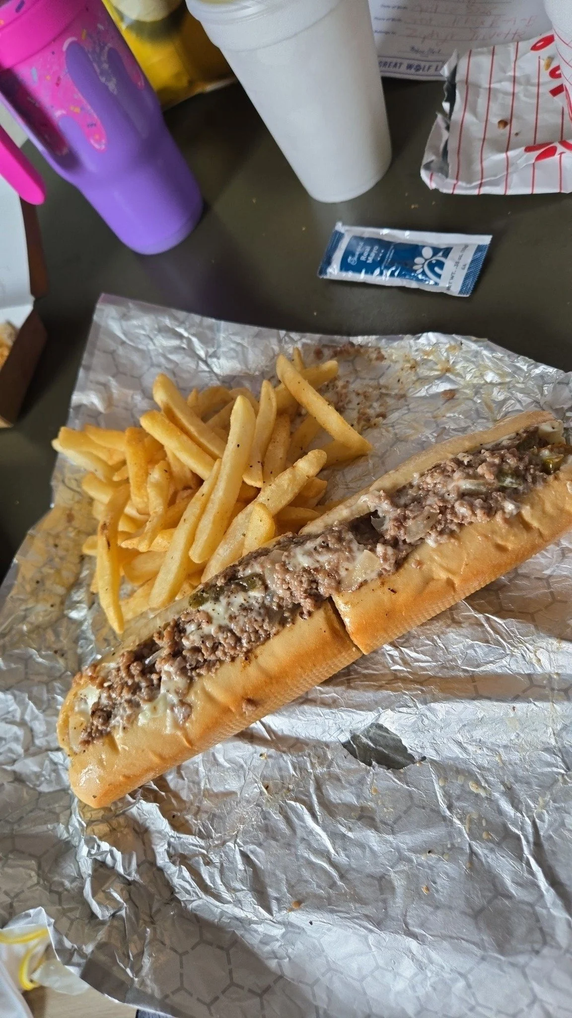 Absolutely delicious Philly from Philly Corner while hanging at Great Wolf Lodge