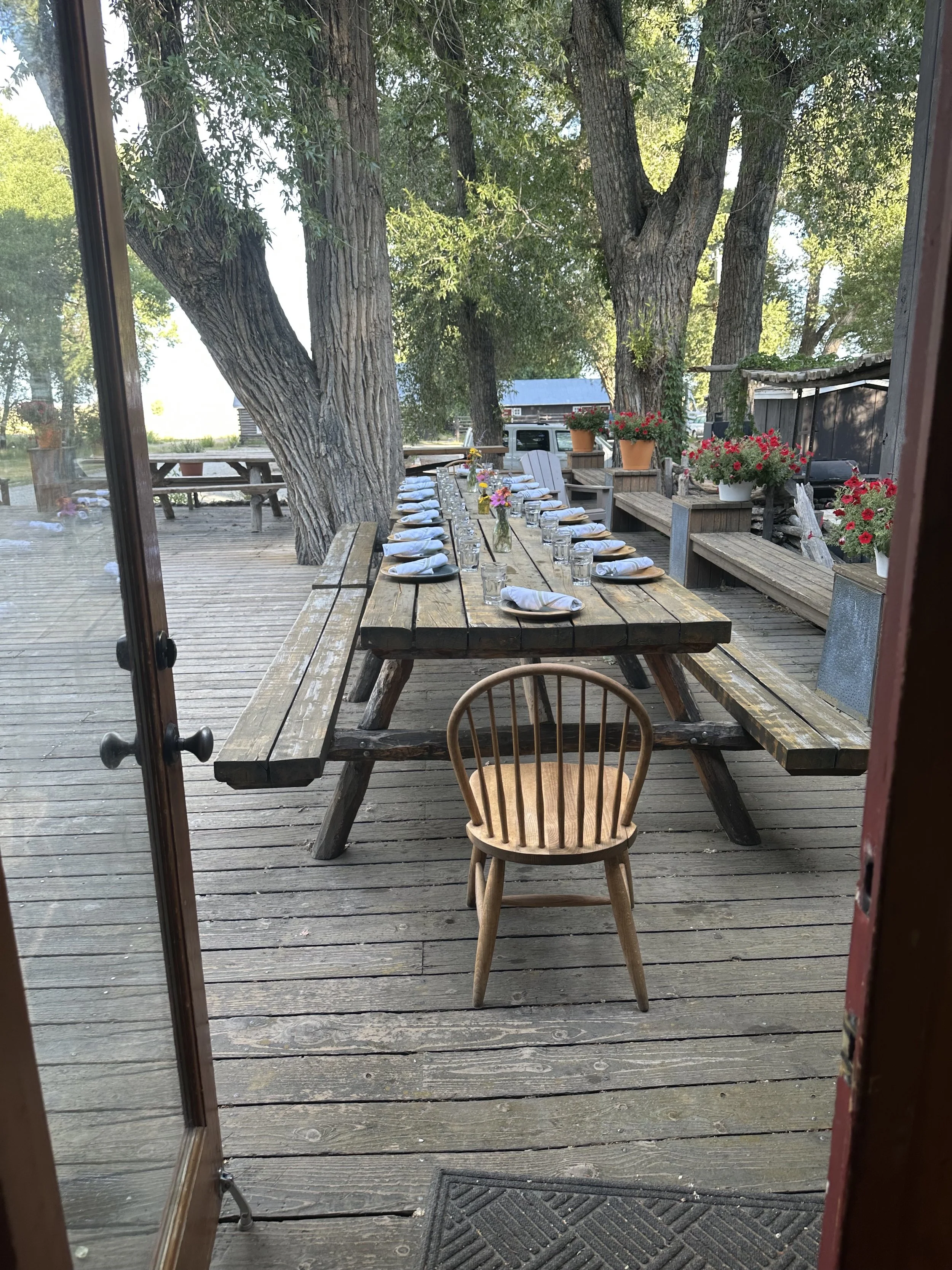 Picnic table at Zapata Ranch in Mosca, Colorado
