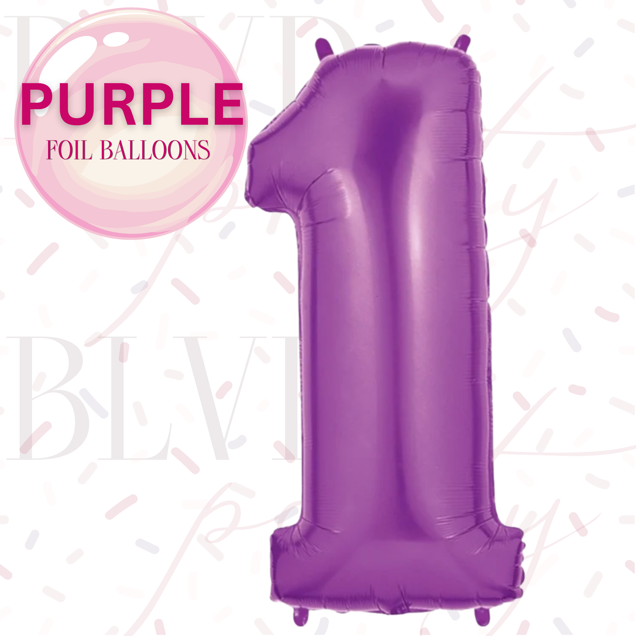 Purple Foil Balloons (0-9) -  34"