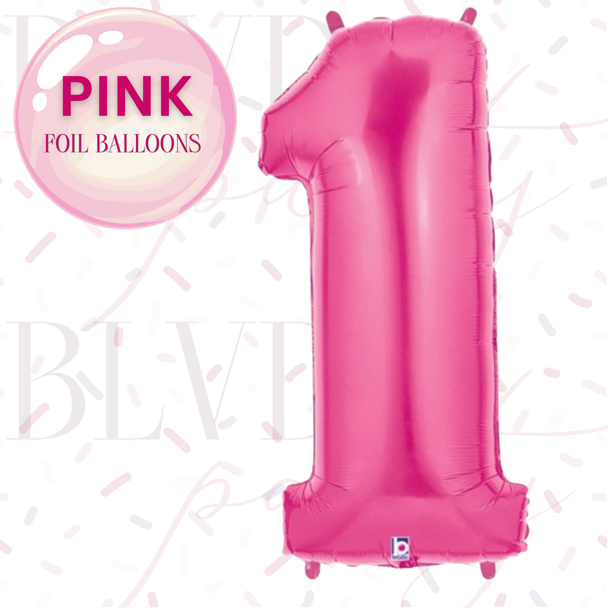 Pink Foil Balloons (0-9) -  34"