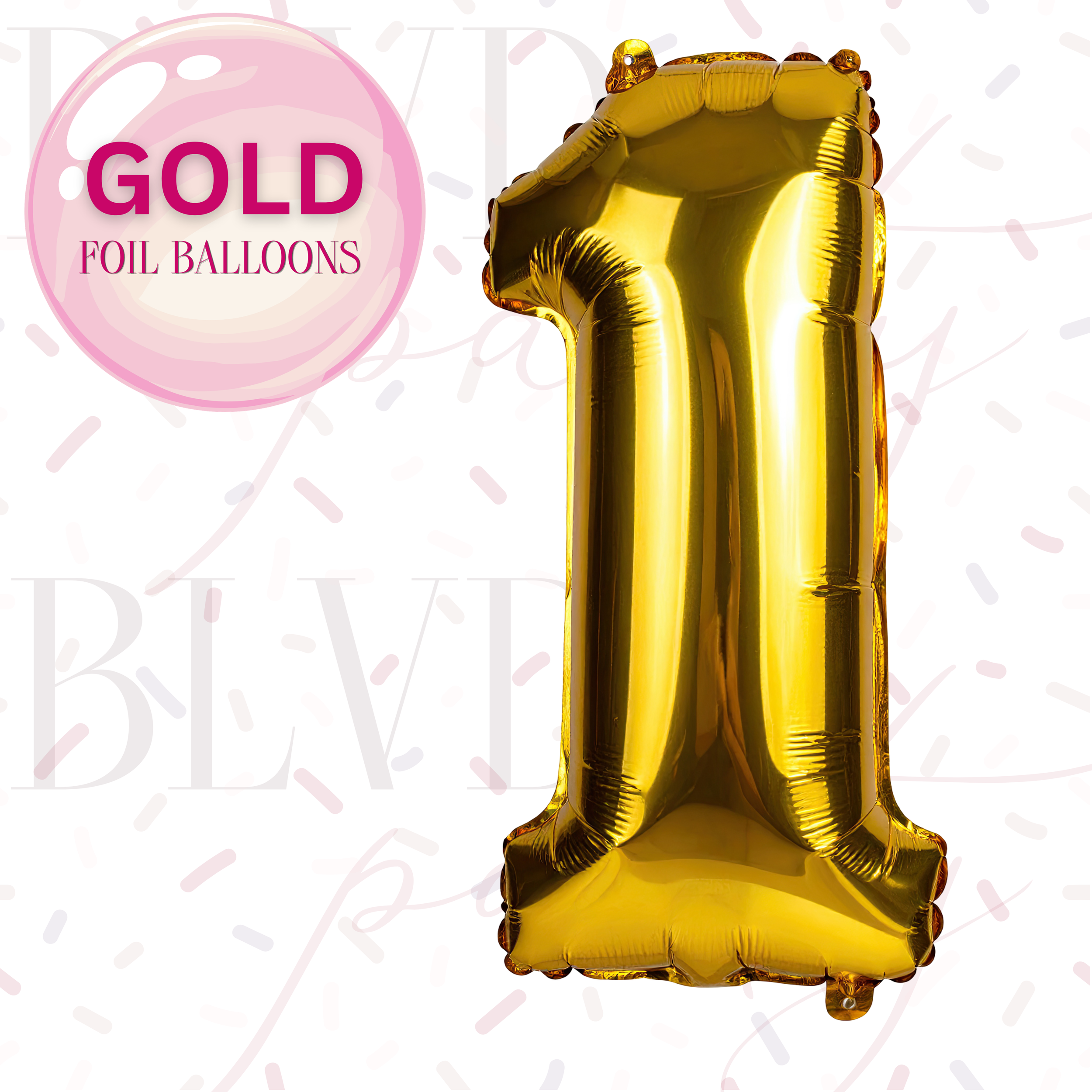 Gold Foil Balloons (0-9) -  34"
