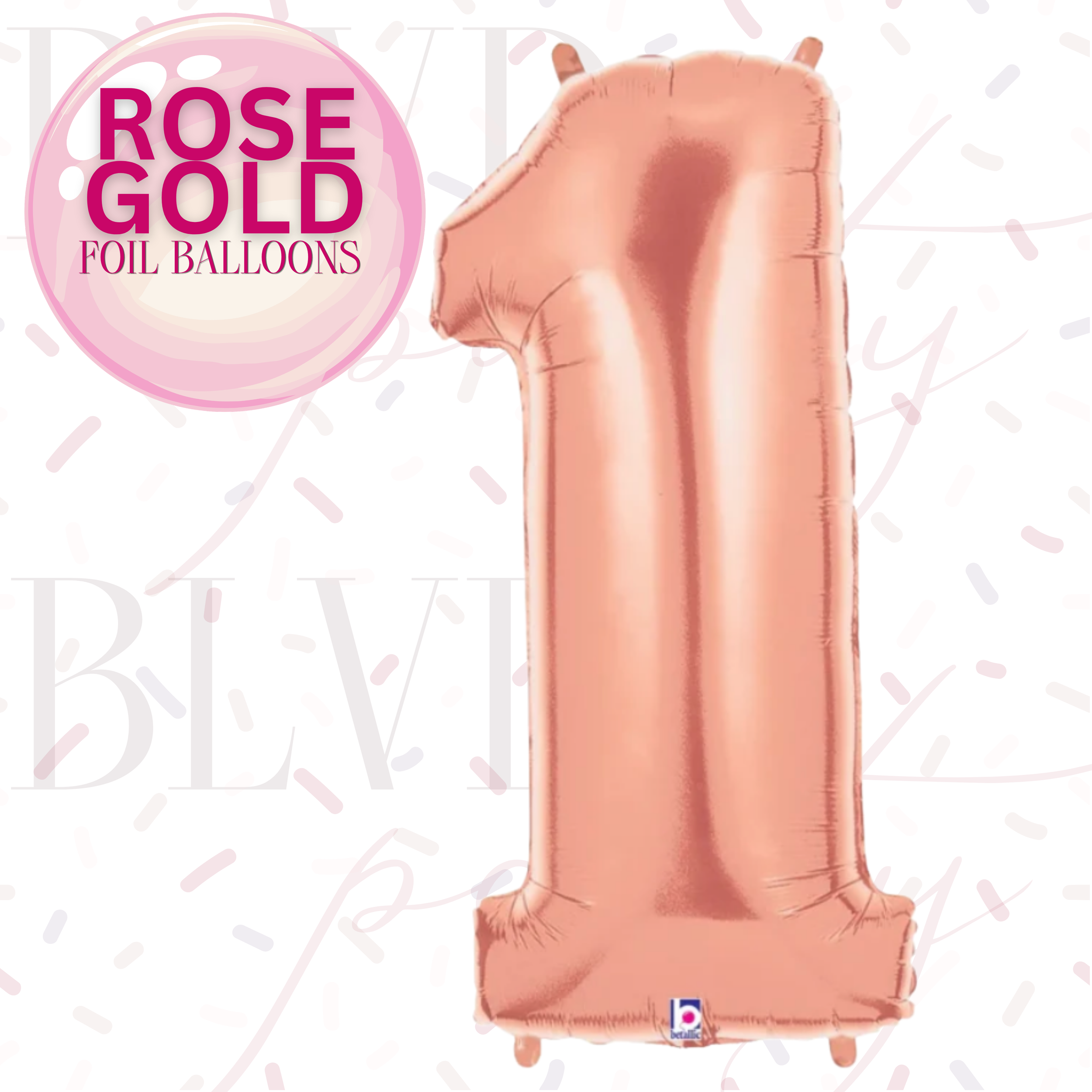 Rose Gold Foil Balloons (0-9) -  34"