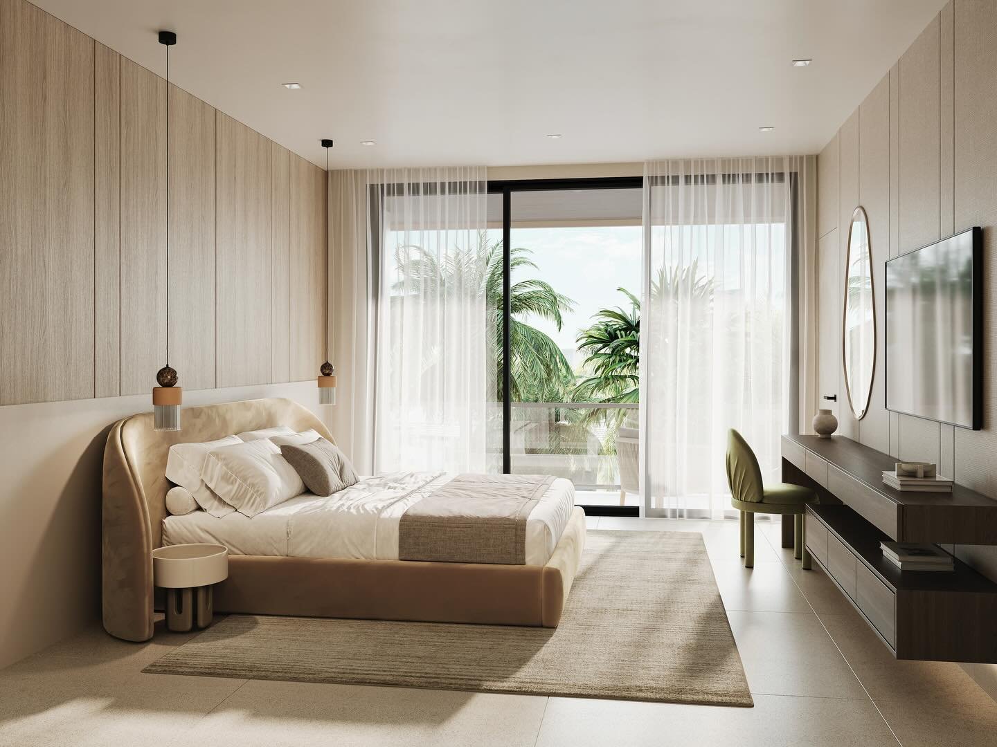 For this spec home, we designed the bedrooms to feel serene and inviting from the moment you step in. A soft, neutral palette, natural textures, and carefully considered proportions create a sense of ease and balance. Every detail is intentional, all