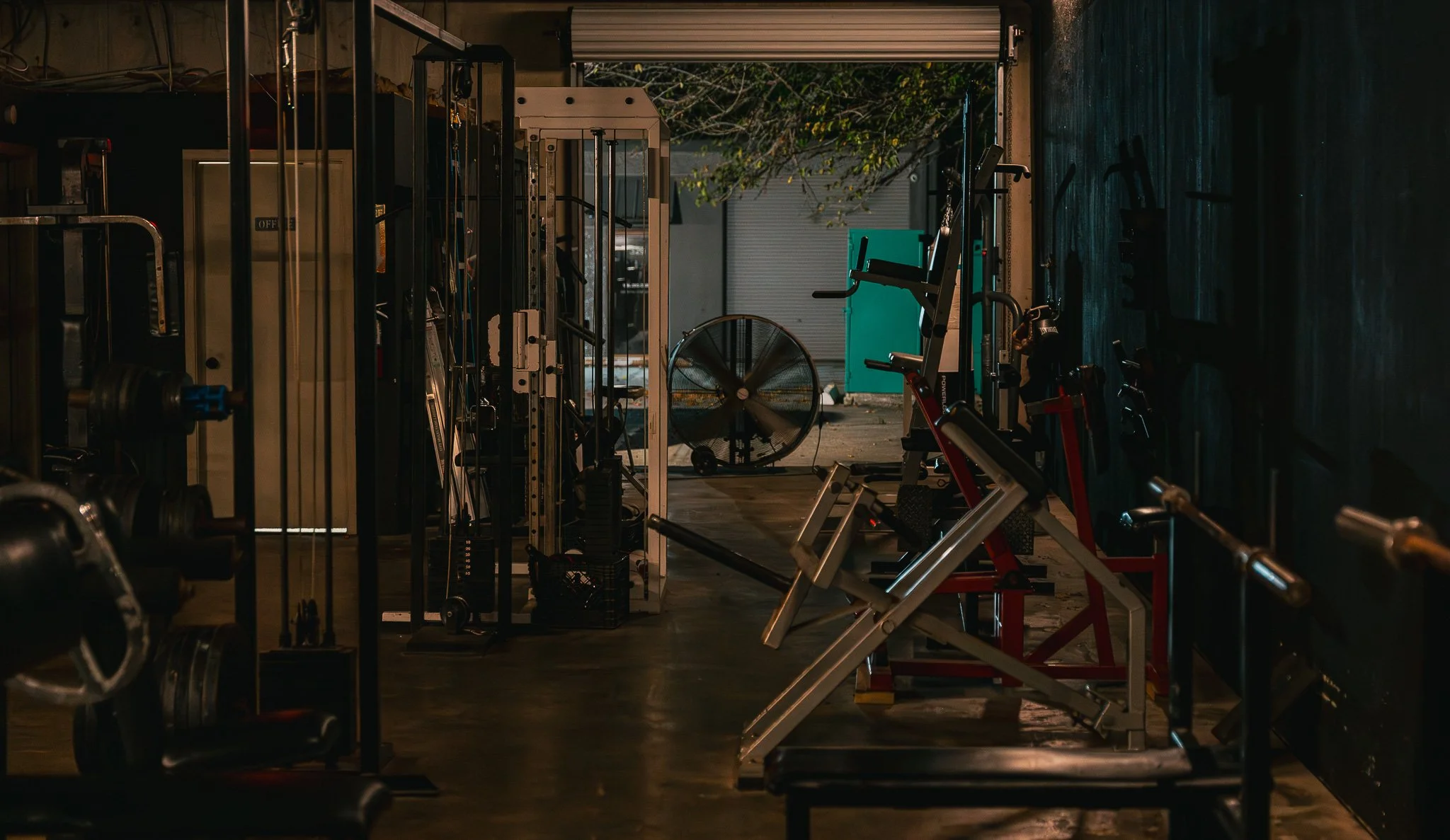 Old-school strength-training equipment inside The Forge Gym