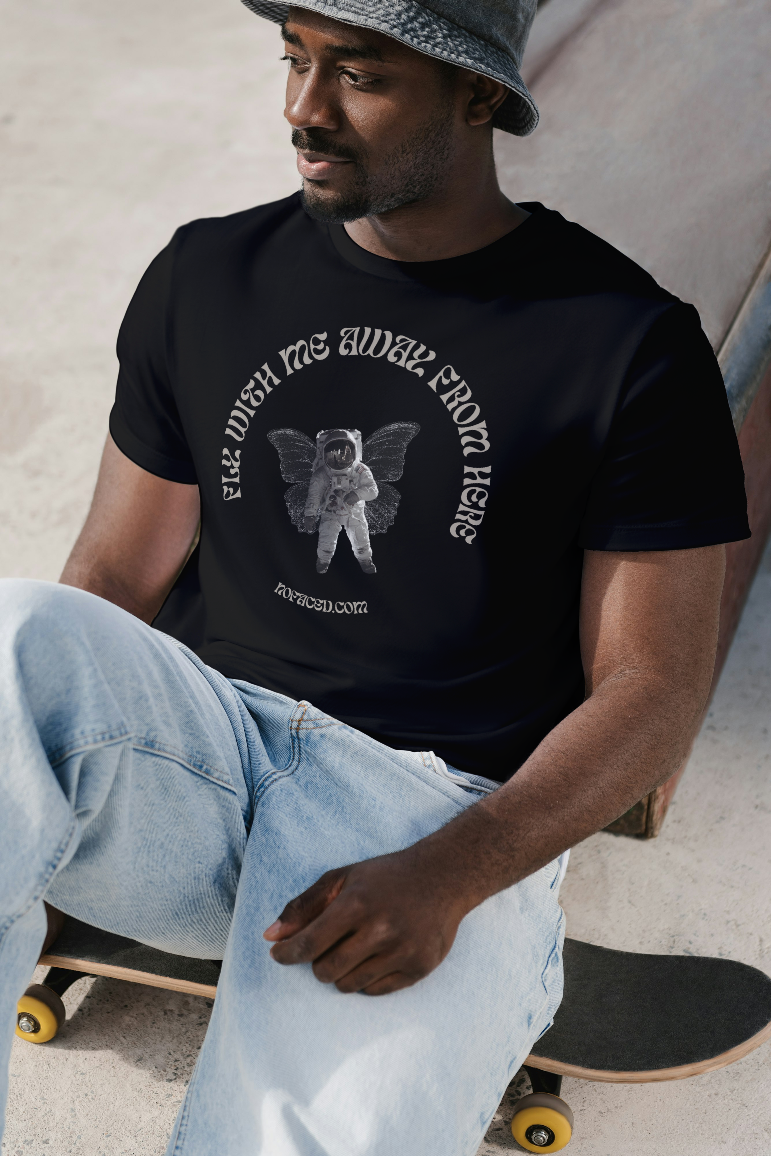 noFaced limited edition streetwear tee front view bold graphic t-shirt exclusive drop shirt expression with purpose hoodie artist collab design custom crewneck graffiti artwork urban