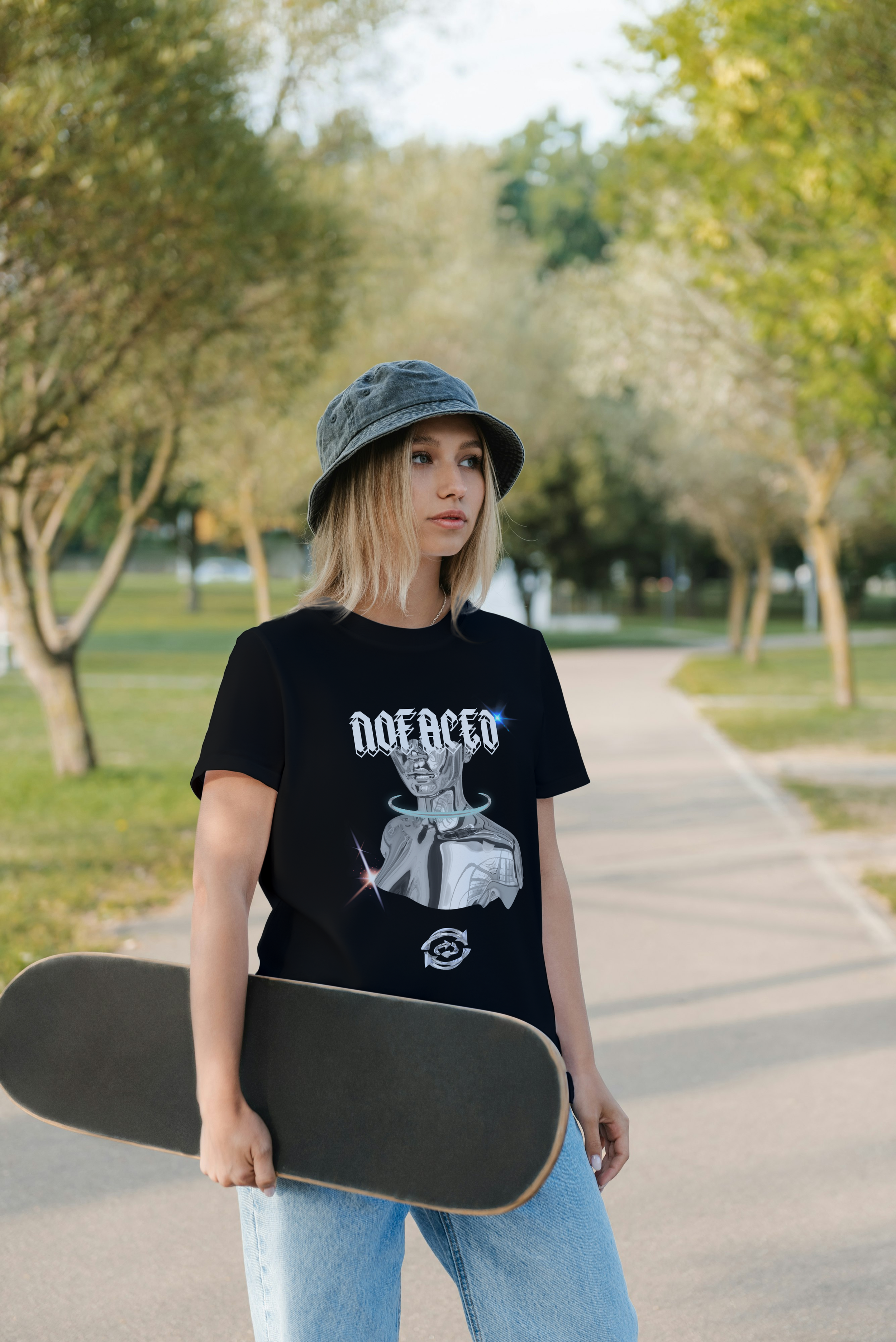 noFaced limited edition streetwear tee front view bold graphic t-shirt exclusive drop shirt expression with purpose hoodie artist collab design custom crewneck graffiti artwork urban