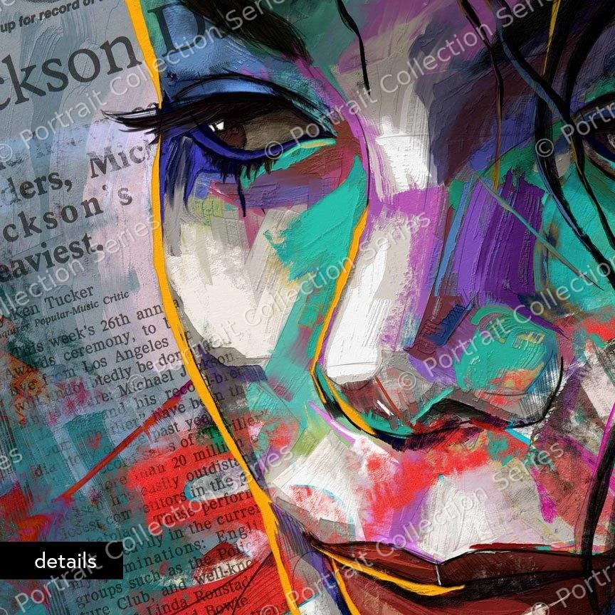 Close-up detail of the Michael Jackson pop art portrait #3 by Samson McNulty