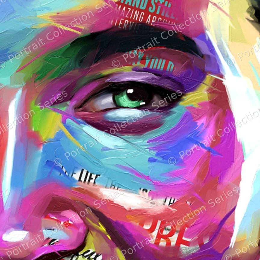 Close-up detail of the Elvis Presley pop art portrait by Samson McNulty, “All Shook Up”