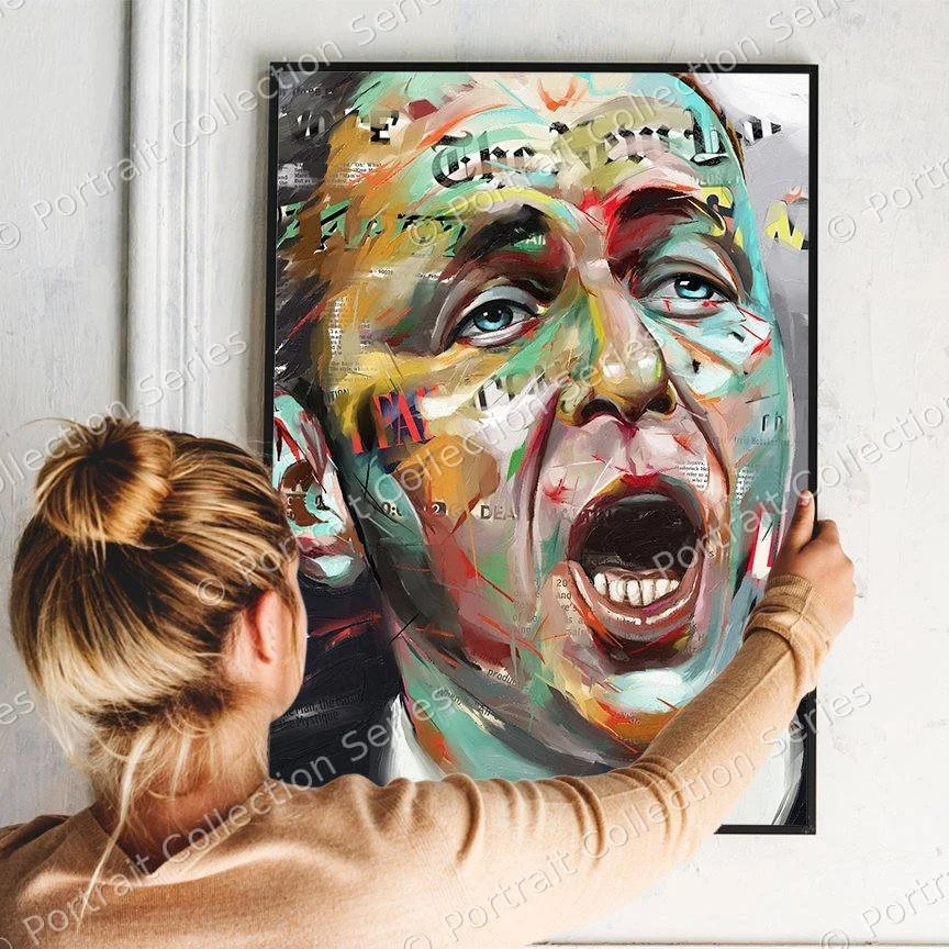 Rectangular format mockup of the Frank Sinatra pop art portrait by Samson McNulty, “Ol' Blue Eyes”