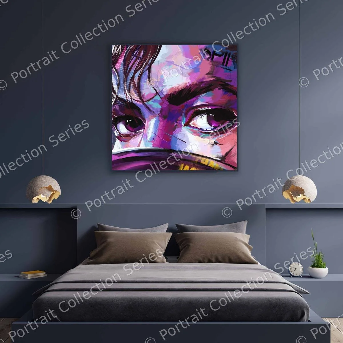 Michael Jackson pop art portrait #18 by Samson McNulty, shown hanging in a room setting