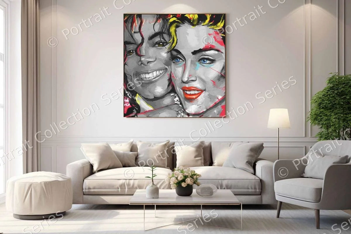 Michael Jackson pop art portrait #17 by Samson McNulty, shown hanging in a room setting