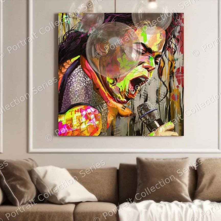 Michael Jackson pop art portrait #29 by Samson McNulty, shown hanging in a room setting