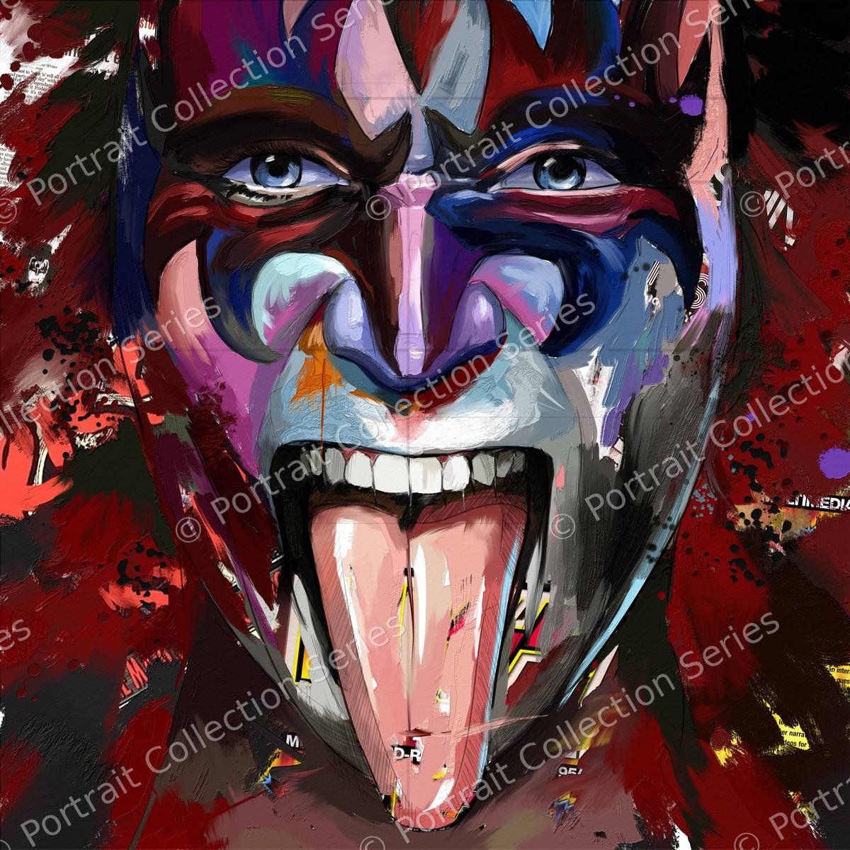 Portrait pop art de KISS par Samson McNulty, collection Portraits de légendes
