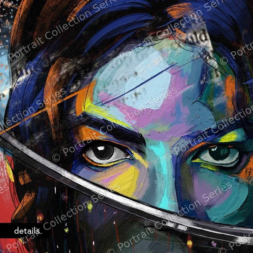 Close-up detail of the Michael Jackson pop art portrait #4 by Samson McNulty