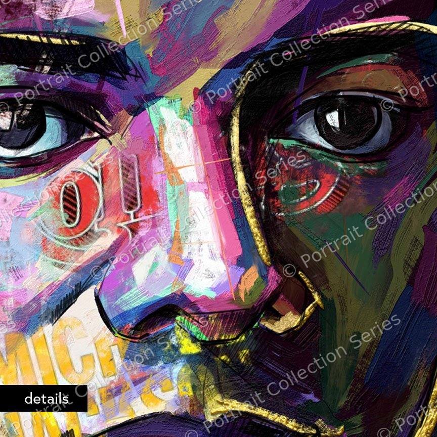 Close-up detail of the Michael Jackson pop art portrait #1 by Samson McNulty