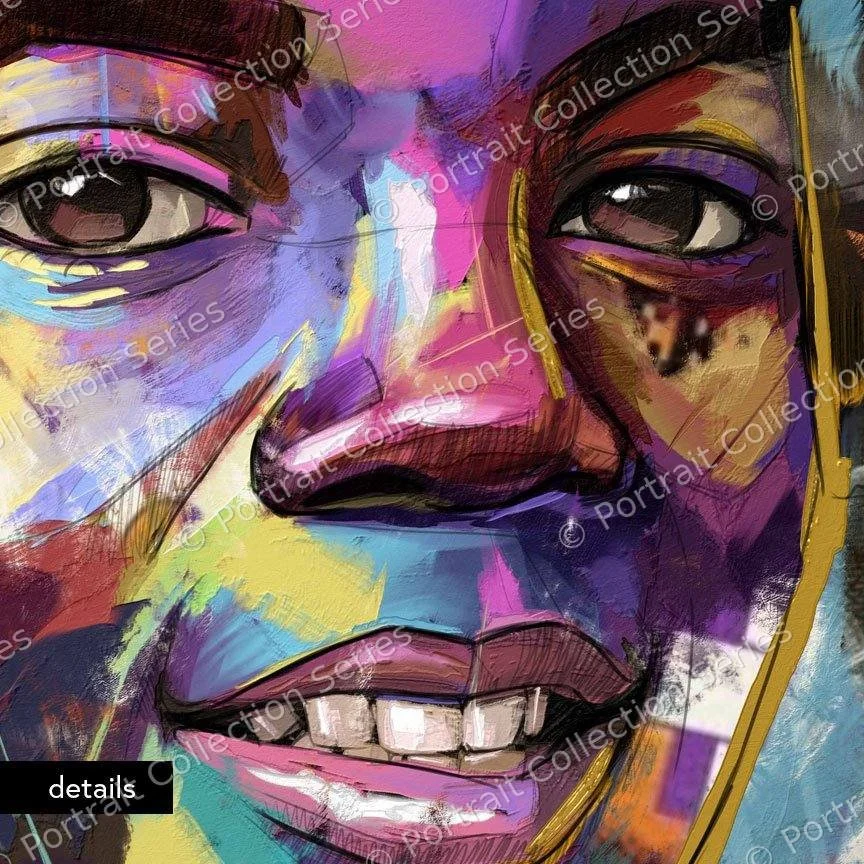 Close-up detail of the Michael Jackson pop art portrait #2 by Samson McNulty