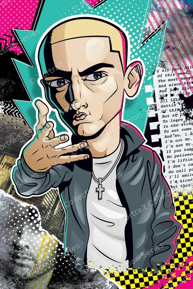 Portrait pop art d'Eminem par Samson McNulty, collection 50 ans de hip-hop