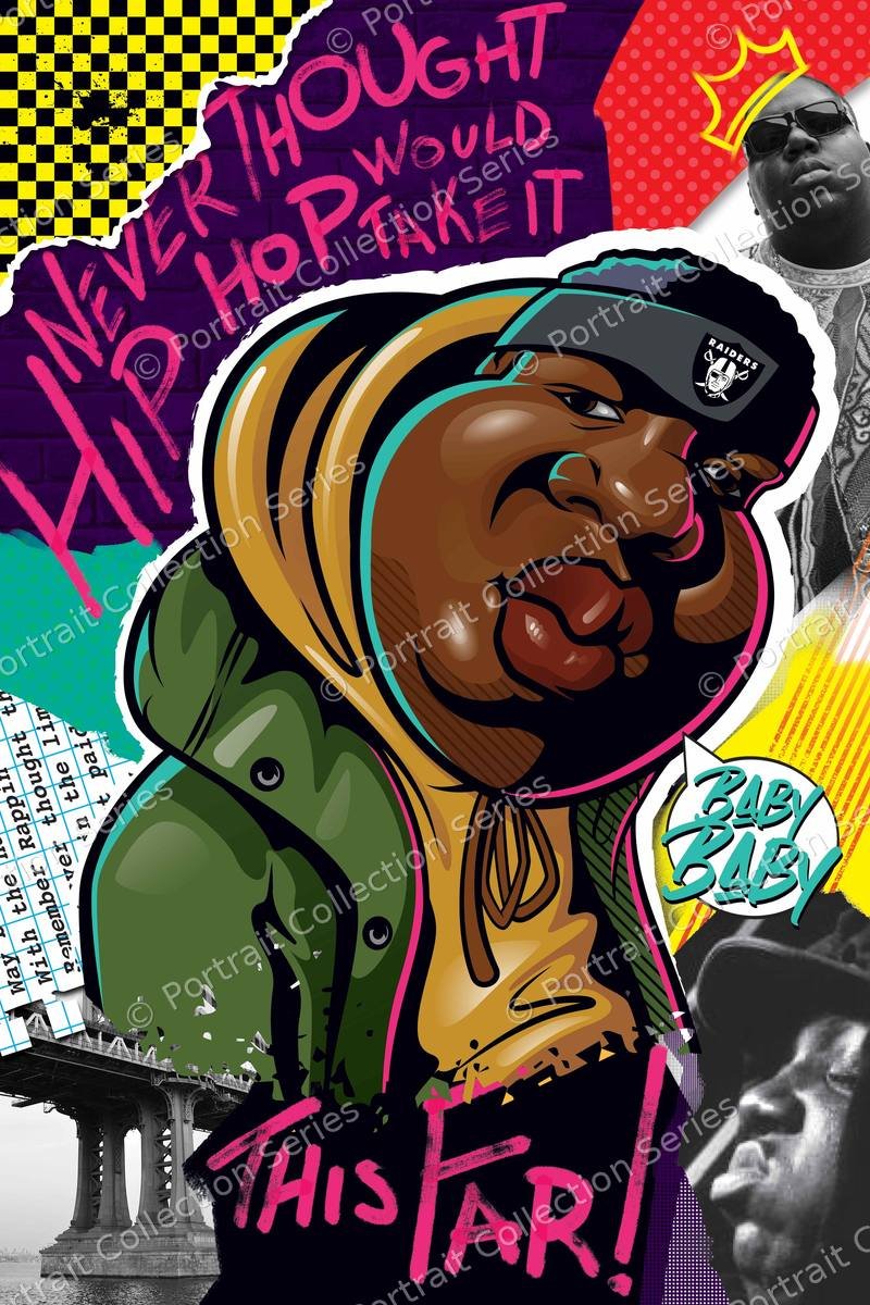 Portrait pop art de The Notorious B.I.G. par Samson McNulty, collection 50 ans de hip-hop