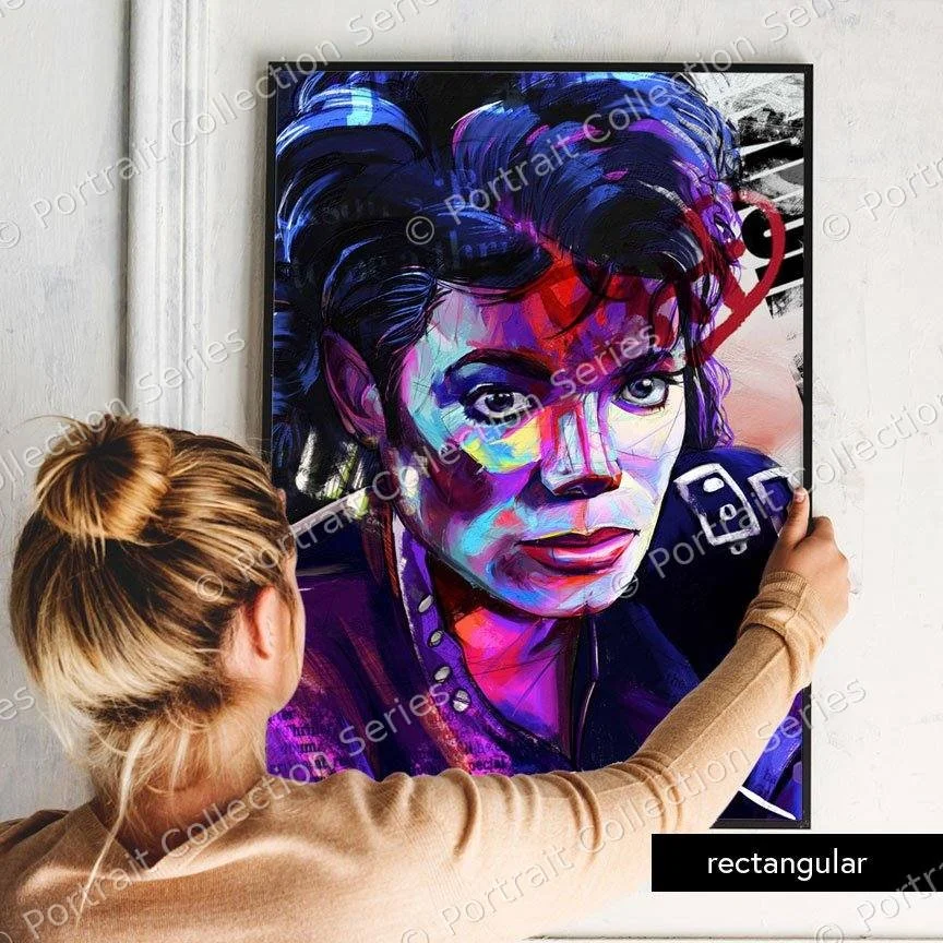 Rectangular format mockup of the Michael Jackson pop art portrait #11 by Samson McNulty