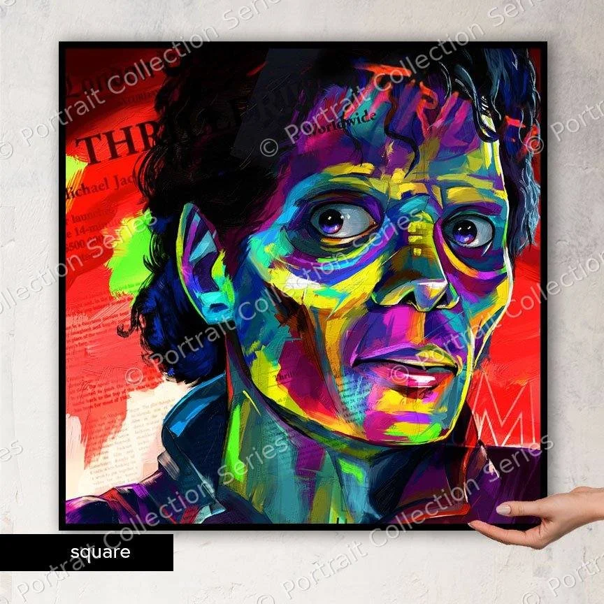 Square format mockup of the Michael Jackson pop art portrait #14 by Samson McNulty