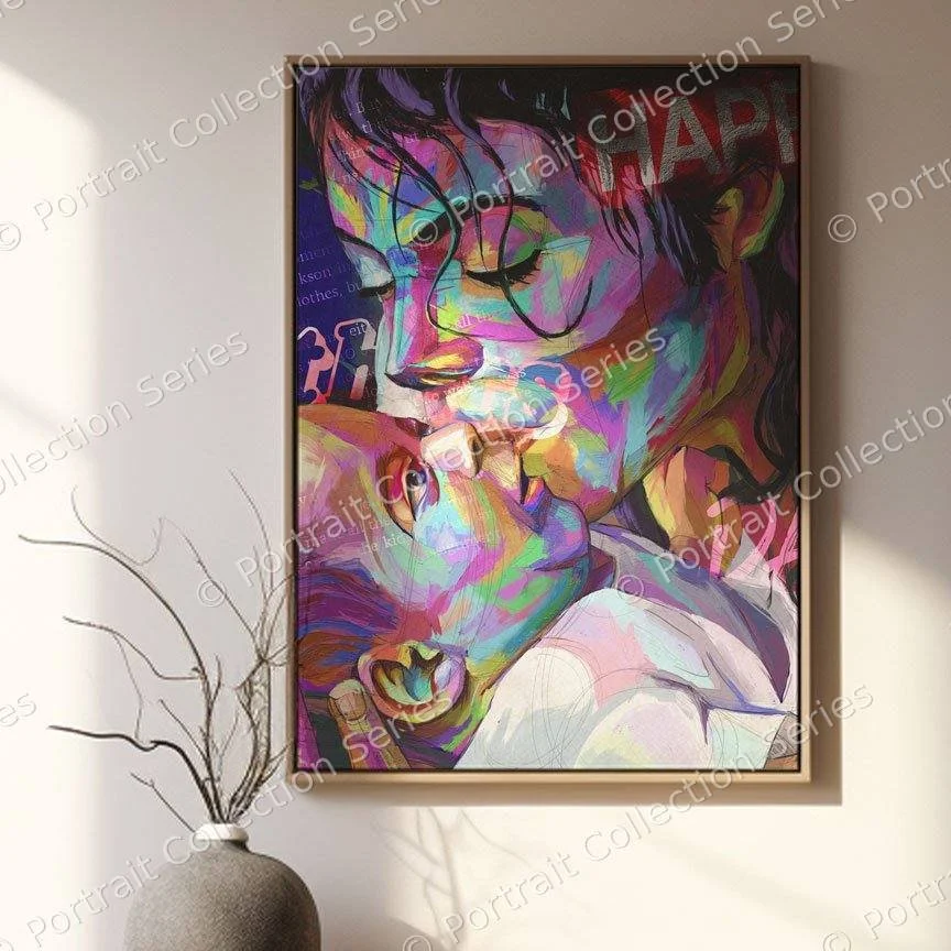 Michael Jackson pop art portrait #15 by Samson McNulty, shown hanging in a room setting