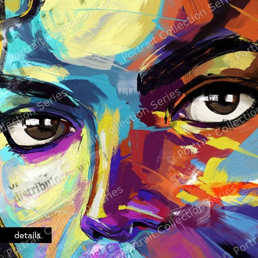 Close-up detail of the Michael Jackson pop art portrait #6 by Samson McNulty