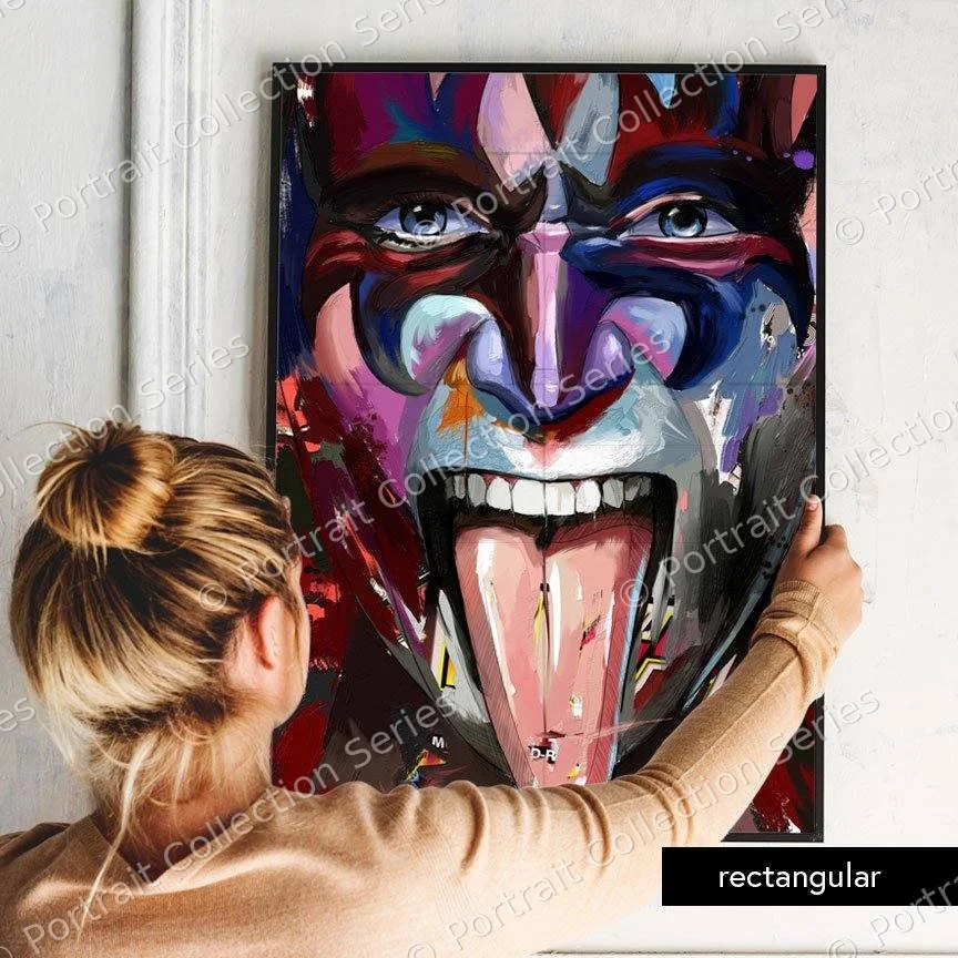 Rectangular format mockup of the KISS pop art portrait by Samson McNulty, “Shock Rock”