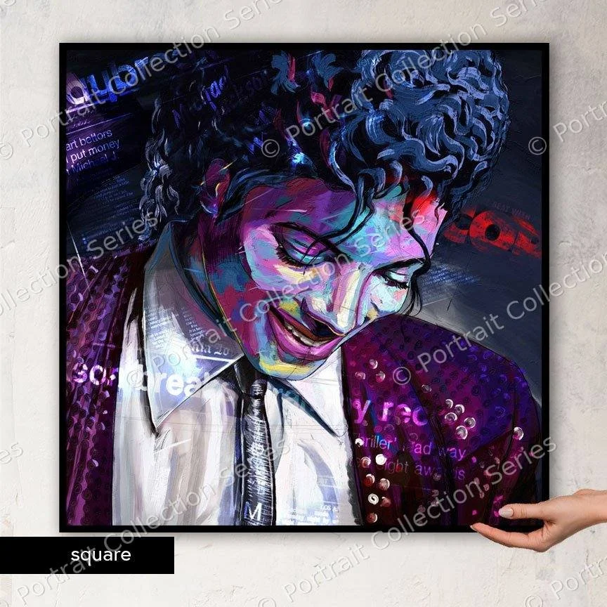 Square format mockup of the Michael Jackson pop art portrait #12 by Samson McNulty