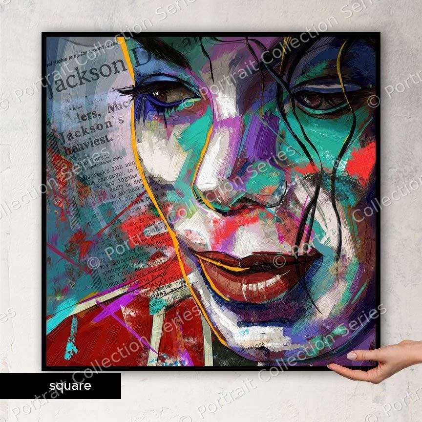 Square format mockup of the Michael Jackson pop art portrait #3 by Samson McNulty