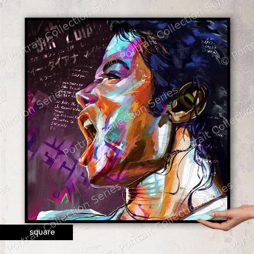 Square format mockup of the Michael Jackson pop art portrait #13 by Samson McNulty